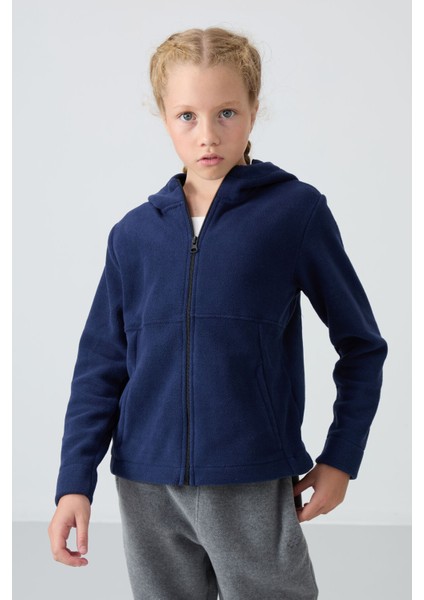 İndigo Kalın Yumuşak Dokulu Standart Fit Nakışlı Polar Kız Çocuk Sweatshirt - 75152 fiyatları