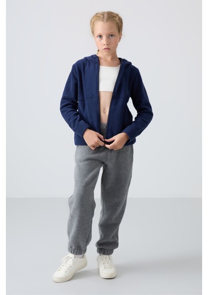 İndigo Kalın Yumuşak Dokulu Standart Fit Nakışlı Polar Kız Çocuk Sweatshirt - 75152 fırsatları