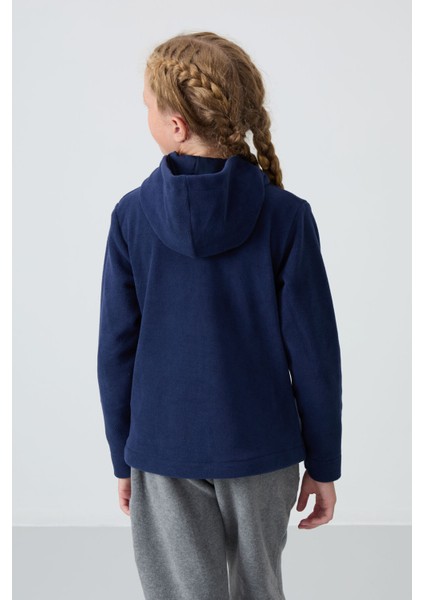 İndigo Kalın Yumuşak Dokulu Standart Fit Nakışlı Polar Kız Çocuk Sweatshirt - 75152 indirimleri