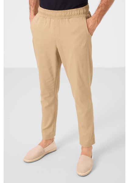 Koyu Bej Standart Fit Dokuma Hafif Esnek Chino Erkek Pantolon - 82177 modelleri