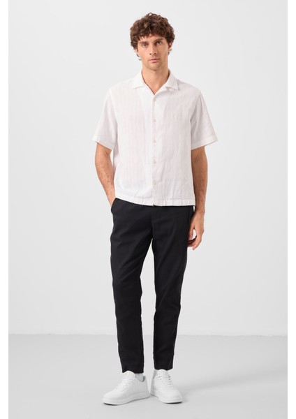 Siyah Standart Fit Dokuma Hafif Esnek Chino Erkek Pantolon - 82177