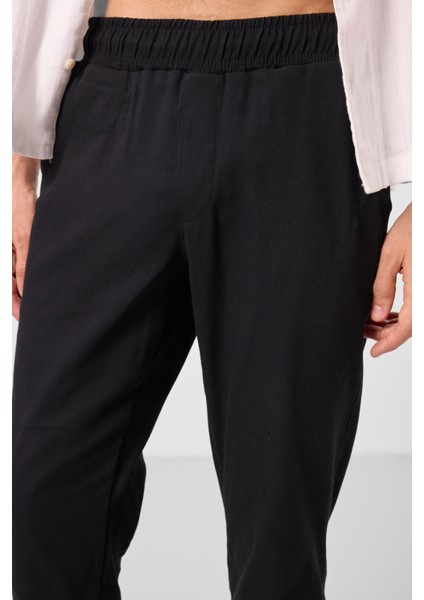 Siyah Standart Fit Dokuma Hafif Esnek Chino Erkek Pantolon - 82177 modelleri