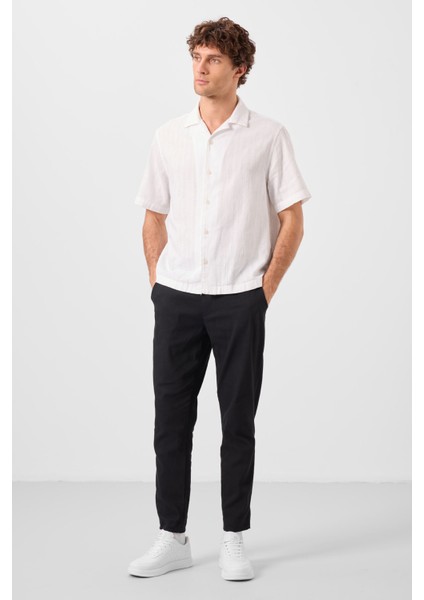 Siyah Standart Fit Dokuma Hafif Esnek Chino Erkek Pantolon - 82177 fırsatları