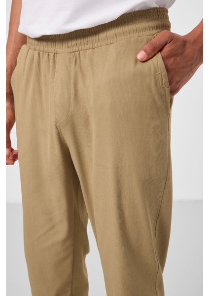 Koyu Bej Standart Fit Dokuma Hafif Esnek Chino Erkek Pantolon - 82176 modelleri