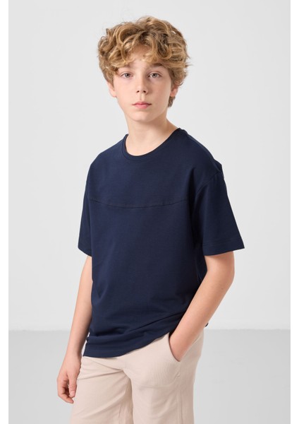 Lacivert-Taş Pamuklu Oversize Fit Dokuma Hafif Esnek Chino Erkek Çocuk Şort Takım - 11279 indirimleri