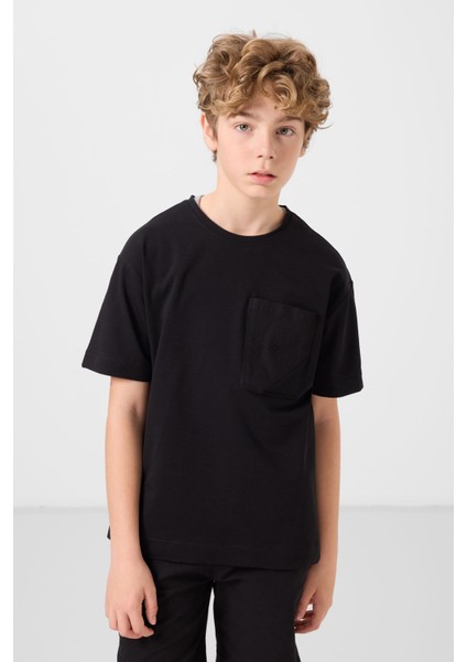 Siyah Pamuklu Oversize Fit Dokuma Hafif Esnek Chino Erkek Çocuk Şort Takım - 11278 modelleri