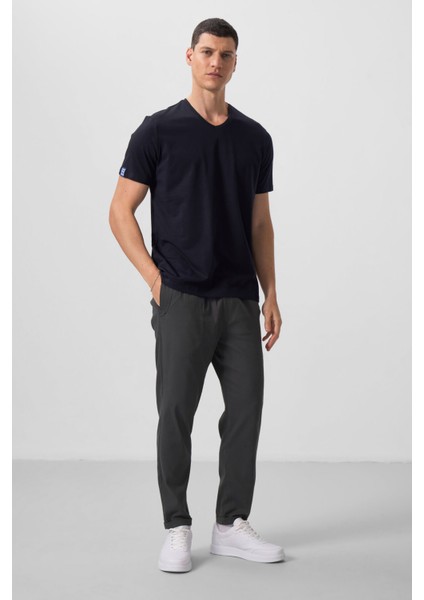 Standart Fit Basic V Yaka 3lü Paket Lacivert Erkek T-Shirt 87912 modelleri