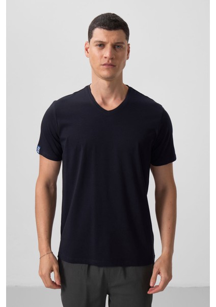 Standart Fit Basic V Yaka 3lü Paket Lacivert Erkek T-Shirt 87912 fırsatları