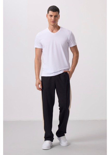 Standart Fit Basic V Yaka 3lü Paket Beyaz Erkek T-Shirt 87912 fırsatları