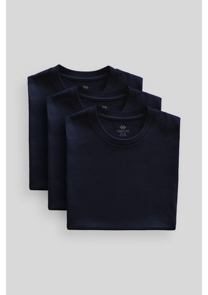 Standart Fit Basic O Yaka 3lü Paket Lacivert Erkek T-Shirt 87911 fiyatları