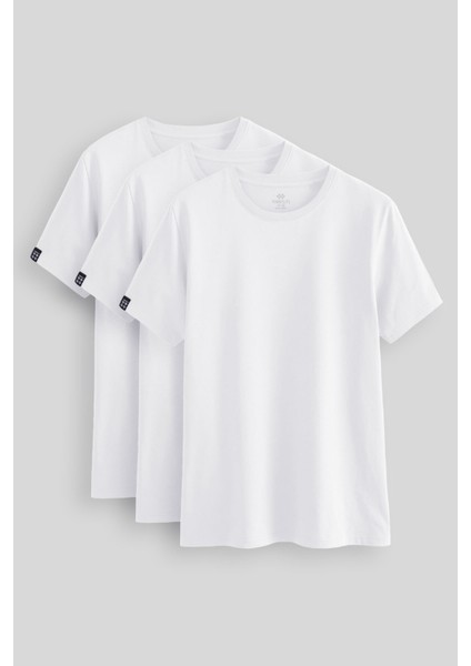 Standart Fit Basic O Yaka 3lü Paket Beyaz Erkek T-Shirt 87911