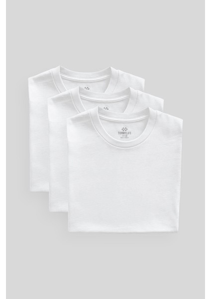 Standart Fit Basic O Yaka 3lü Paket Beyaz Erkek T-Shirt 87911 fiyatları