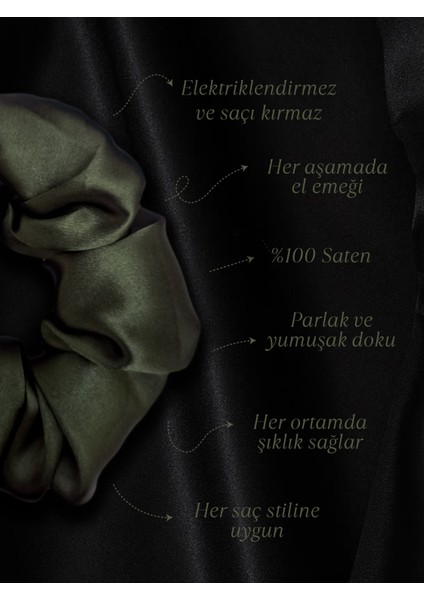 Çocuk Saten Toka - Haki Esintisi – Tekli Lüks Lastik Model Scrunchie fırsatları