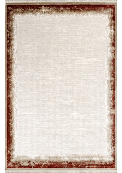 Haldwani Çerçeveli Krem Akrilik Dikdörtgen Modern Desenli Akrilik Hav Vermeyen Leke Tutmayan Kolay Temizlenen Yumuşak Makine Salon Yolluk Mutfak Halı