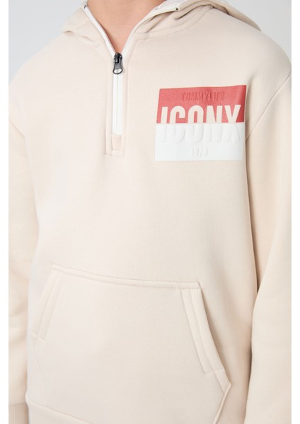 Bej Pamuklu Kalın Içi Tüylü Yumuşak Dokulu Standart Fit Baskılı Erkek Çocuk eşofman takım - 11246 modelleri