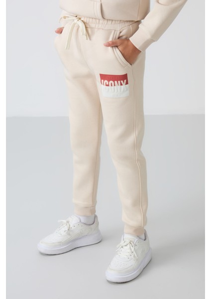 Bej Pamuklu Kalın Içi Tüylü Yumuşak Dokulu Standart Fit Baskılı Erkek Çocuk eşofman takım - 11246 indirimleri