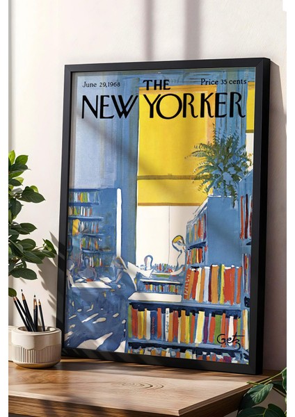 The New Yorker Çerçeveli Tablo June 29 1968 - Kitapçı Kütüphane Tablosu
