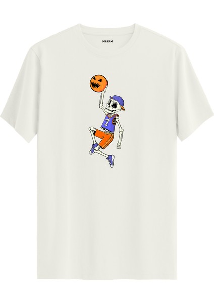 Basketbol Iskelet Tasarımlı Eğlenceli Streetwear %100 Pamuk Premium Kumaş T-Shirt
