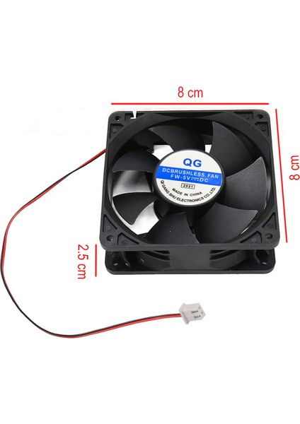 5V 8cm 2 Pinli Fan 8cm x 8cm x 2.5cm Dc 5V Fan modelleri