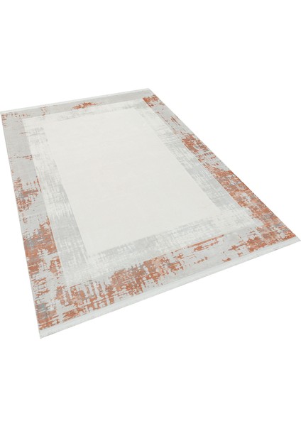 Xerena Bakır Çerçeveli Etnik Modern Desenli Viskon Hav Vermeyen Leke Tutmayan Kolay Temizlenen Yumuşak Makine Salon Yolluk Mutfak Halı fırsatları