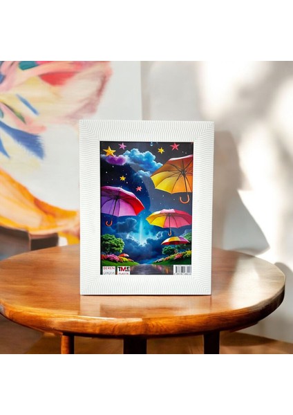 Dalgalı Fotoğraf Çerçevesi | Modern Masaüstü & Duvar Çerçevesi – Beyaz, Siyah, Lacivert, Mor, Pembe