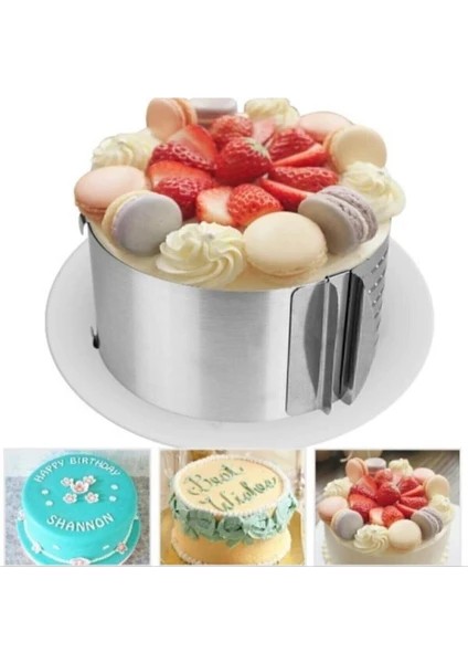 Kare ve Yuvarlak Ayarlanabilir Ayarlı Kek Pasta Kalıbı Kesme Teli Spatula Takımı