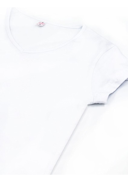 Kadın T-Shirt Yarım Kollu V Yaka (%96 Pamuk - %4 Elastan) fırsatları