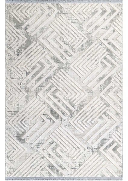 Katoomba Modern Gri Pamuk Kare Modern Desenli Akrilik Hav Vermeyen Leke Tutmayan Kolay Temizlenen Yumuşak Makine Salon Yolluk Mutfak Halı fırsatları