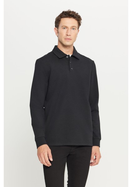 Pamuklu Standart Fit Normal Kesim Polo Yaka Sweatshirt