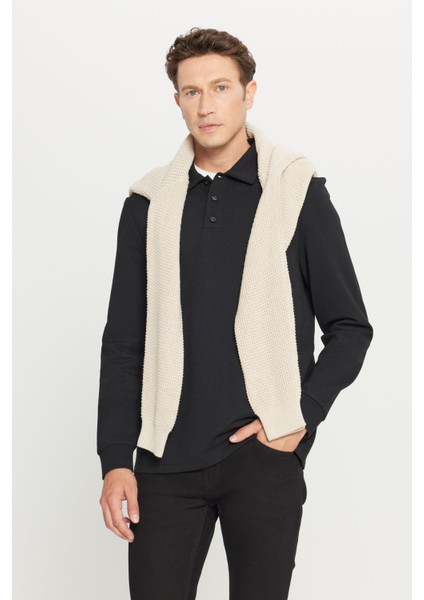 Pamuklu Standart Fit Normal Kesim Polo Yaka Sweatshirt fiyatları