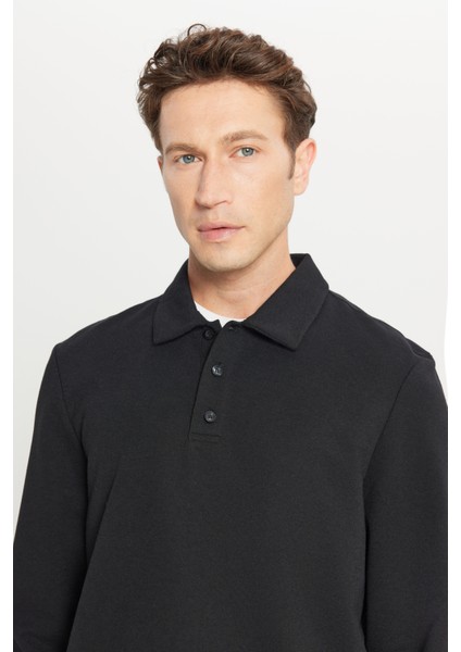 Pamuklu Standart Fit Normal Kesim Polo Yaka Sweatshirt fırsatları