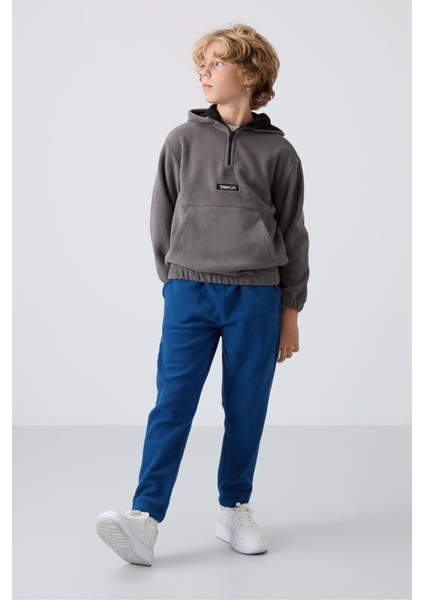 Koyu Gri Kalın Yumuşak Dokulu Standart Fit Nakışlı Polar Erkek Çocuk Sweatshirt - 11230 fırsatları