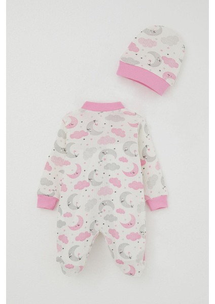 Kız Bebek Patikli Tulum Gökyüzü Temalı Uykucu Ay Desenli 0-6 Ay, Ekru fiyatları