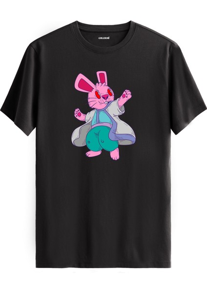 Tavşan Karakter Baskılı %100 Pamuk Eğlenceli Sokak Modası Unisex Tişört