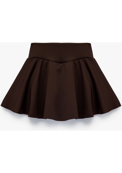 Yüksek Bel Rahat Kalıp Scuba Mini Spor Şort Etek