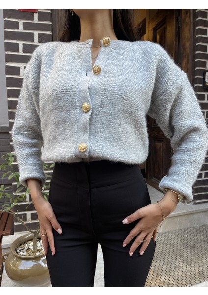 HRK0003 Kadın Teddy Peluş Havlu Örgü Gold Düğmeli Triko Hırka fırsatları