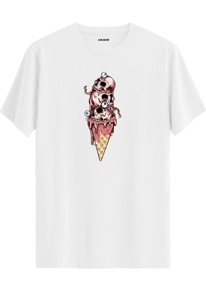 Kafatası Dondurma Göz Baskılı Regular Tişört %100 Pamuk Premium Kumaş