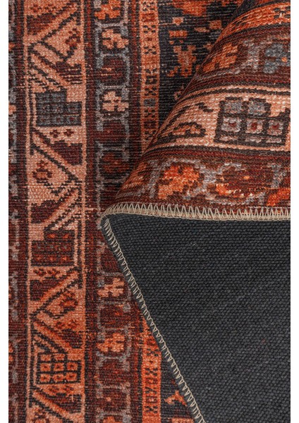 Nissi Çerçeveli Kırmızı Polyester Dikdörtgen Modern Desenli Pamuk Makinada Yıkanabilir Hav Toz Vermez Leke Tutmayan Kaymaz Taban Dijital Makine Baskı Salon Yolluk Mutfak Halı fırsatları