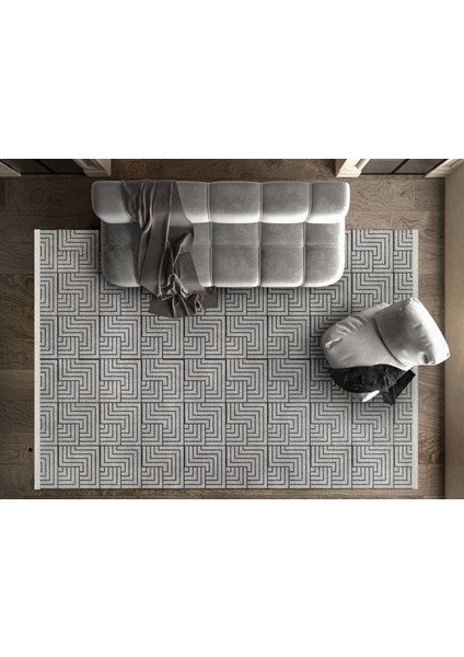 Geometrik Gri Pamuk Dikdörtgen Modern Desenli Pamuk Makinada Yıkanabilir Hav Toz Vermez Leke Tutmayan Kaymaz Taban Dijital Makine Baskı Salon Yolluk Mutfak Halı fiyatları