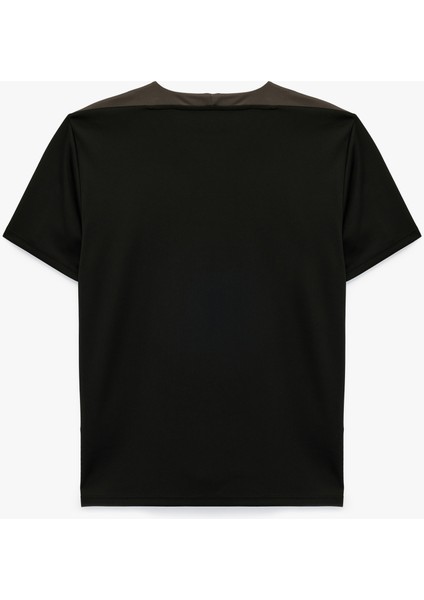 Kısa Kollu Renk Kontrastlı Bisiklet Yaka Spor Tişört fiyatları