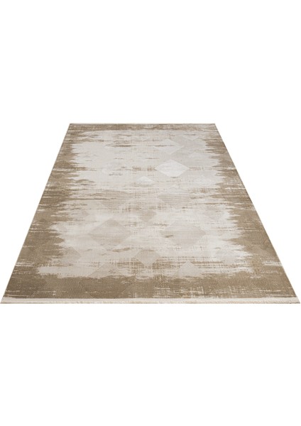 Antonia Modern Bej Mikrofiber Dikdörtgen Modern Desenli Akrilik Hav Vermeyen Leke Tutmayan Kolay Temizlenen Yumuşak Makine Salon Yolluk Mutfak Halı