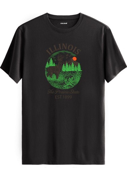 Illinois Deer Doğa Manzara Tasarımlı Retro Koleksiyon %100 Pamuk Premium Kumaş