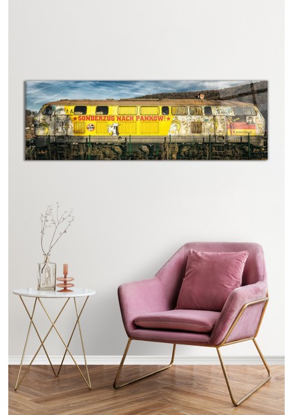 Eski Retro Tren Panoramik Cam Tablo, Darbelere Dayanıklı Kırılmaz Cam, Hediyelik fiyatları