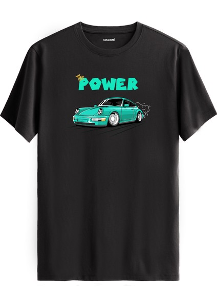 Spor Araba Tasarım The Power Baskılı %100 Pamuk Premium Kumaş Tişört