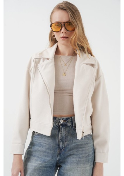0717 Kısa Kaşe Ceket - Ekru