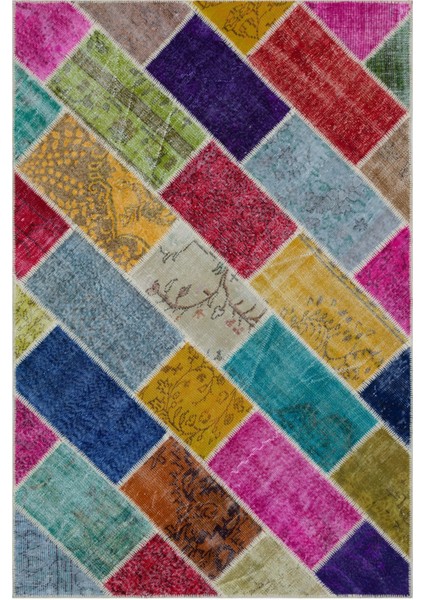 Iskece Bej Patchwork Etnik Modern Desenli Yün Hav Toz Vermez Leke Tutmayan Salon Yolluk Mutfak El Dokuma Halı