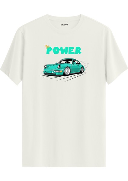 Spor Araba Tasarım The Power Baskılı %100 Pamuk Premium Kumaş Tişört