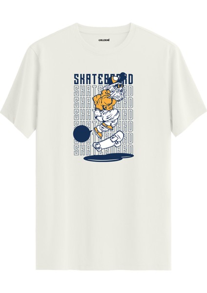Skateboard Karakter Baskılı %100 Pamuk Sokak Stili Tişört