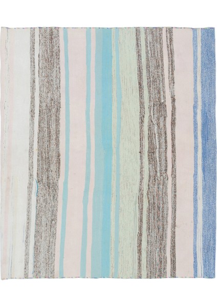 Teselya Turkuaz Patchwork Yün Modern Desenli Yün Hav Toz Vermez Leke Tutmayan Salon Yolluk Mutfak El Dokuma Halı