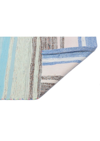 Teselya Turkuaz Patchwork Yün Modern Desenli Yün Hav Toz Vermez Leke Tutmayan Salon Yolluk Mutfak El Dokuma Halı fiyatları